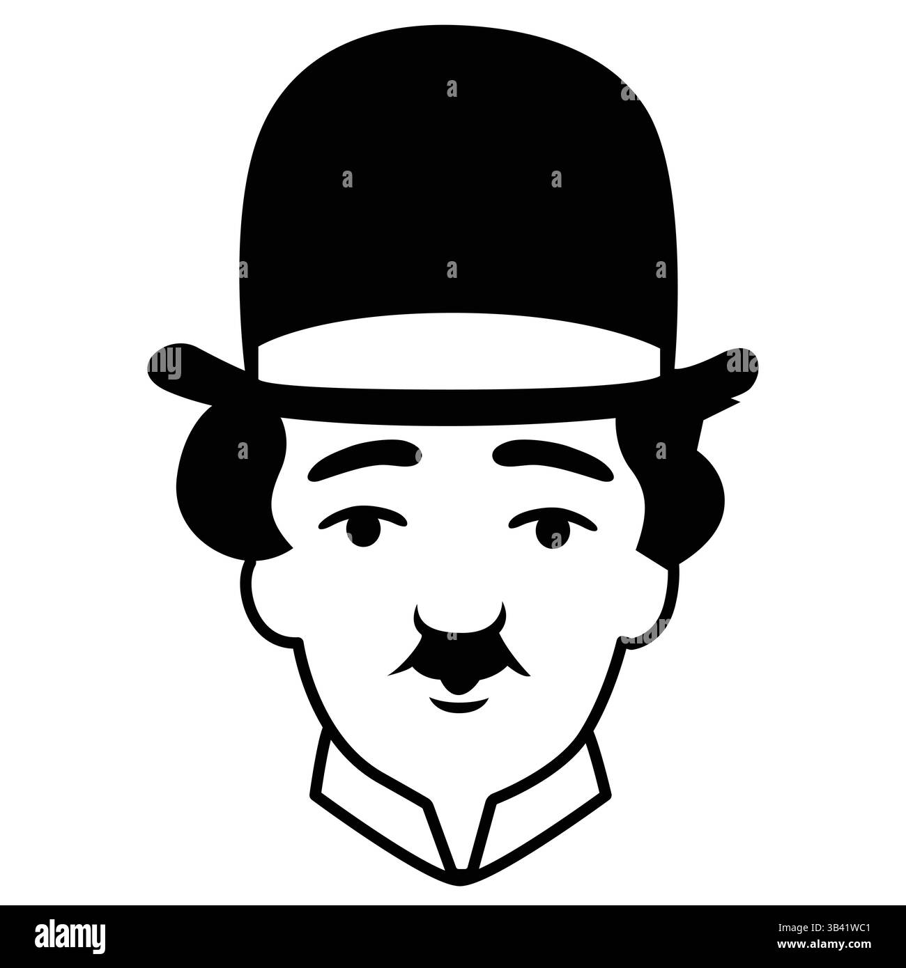 Icona Charlie Chaplin Bowler Hat - comico d'epoca Head Vector Illustrazione Vettoriale