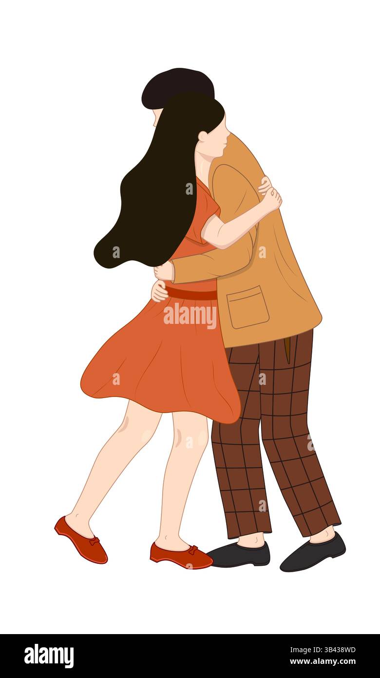 Illustrazione vettoriale della coppia di abbracci Illustrazione Vettoriale