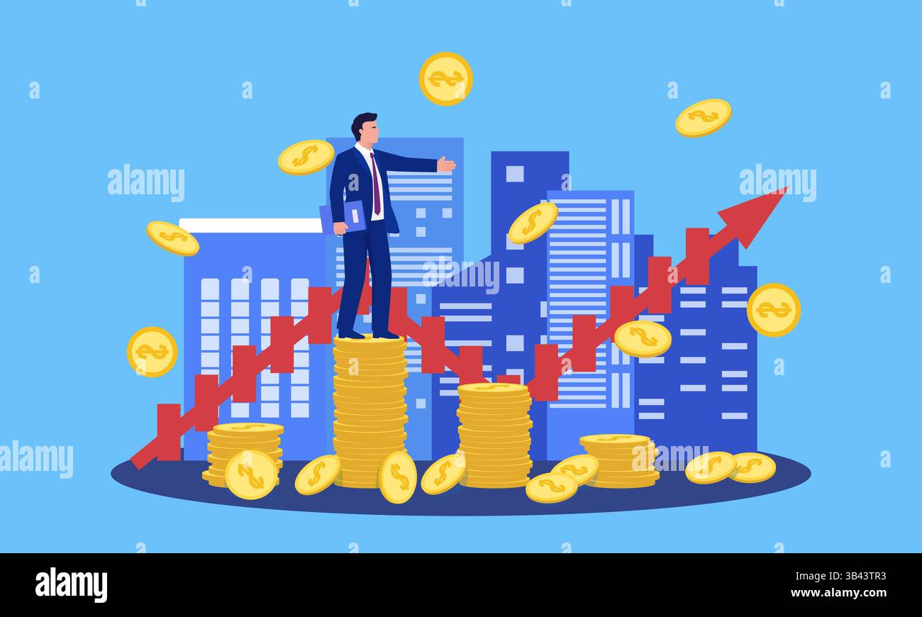 Illustrazione concettuale del raggiungimento degli obiettivi di fatturato dell'azienda Illustrazione Vettoriale