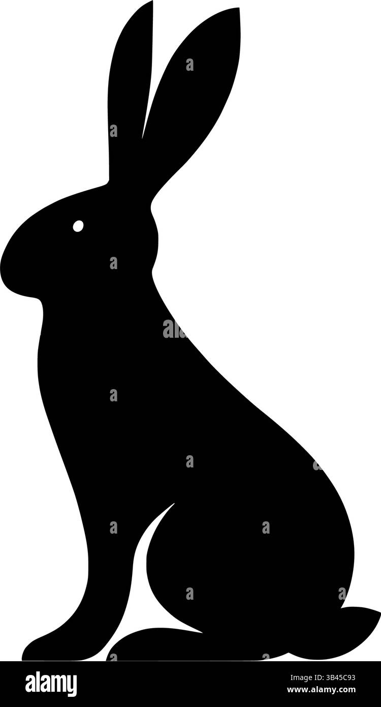 Illustrazione vettoriale silhouette coniglio grafica animale in bianco e nero Illustrazione Vettoriale