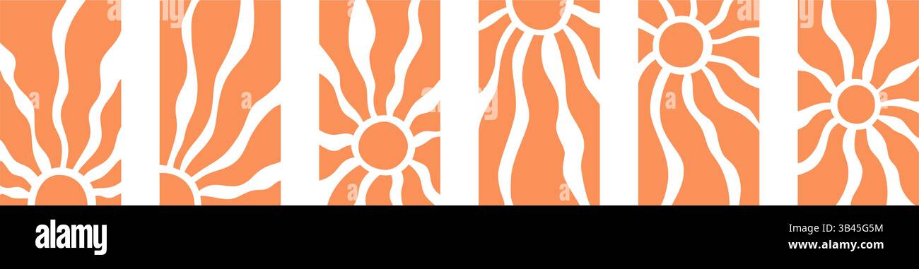 Sfondi con raggi di sole gialli. Raggi ondulati in stile gotico. Poster abstract Sun burst. Consistenza psichedelica. design anni '70, '80. Linee d'onda radiali. Vettore Illustrazione Vettoriale