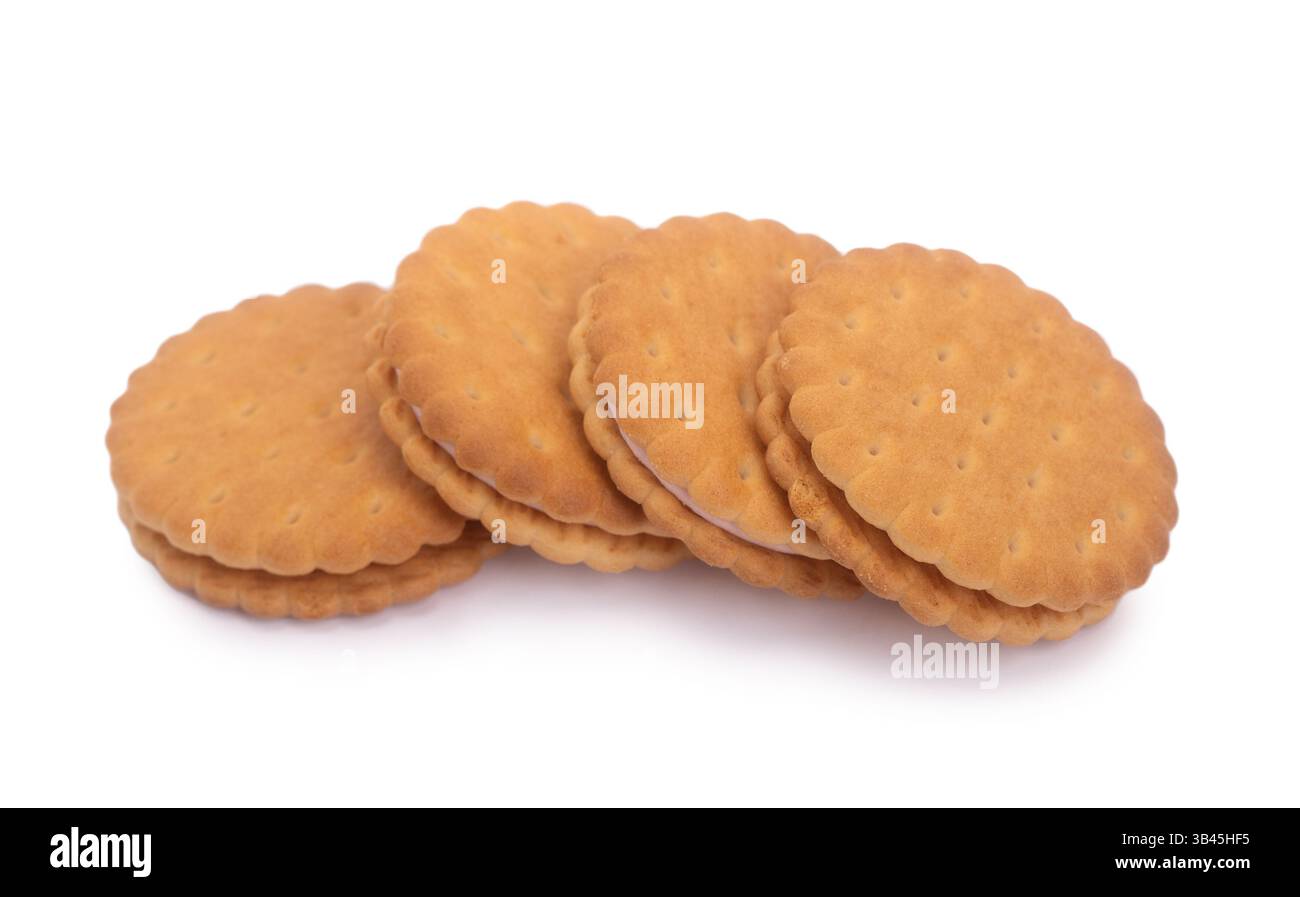 Biscotti a doppio strato con riempimento isolato dallo sfondo Foto Stock
