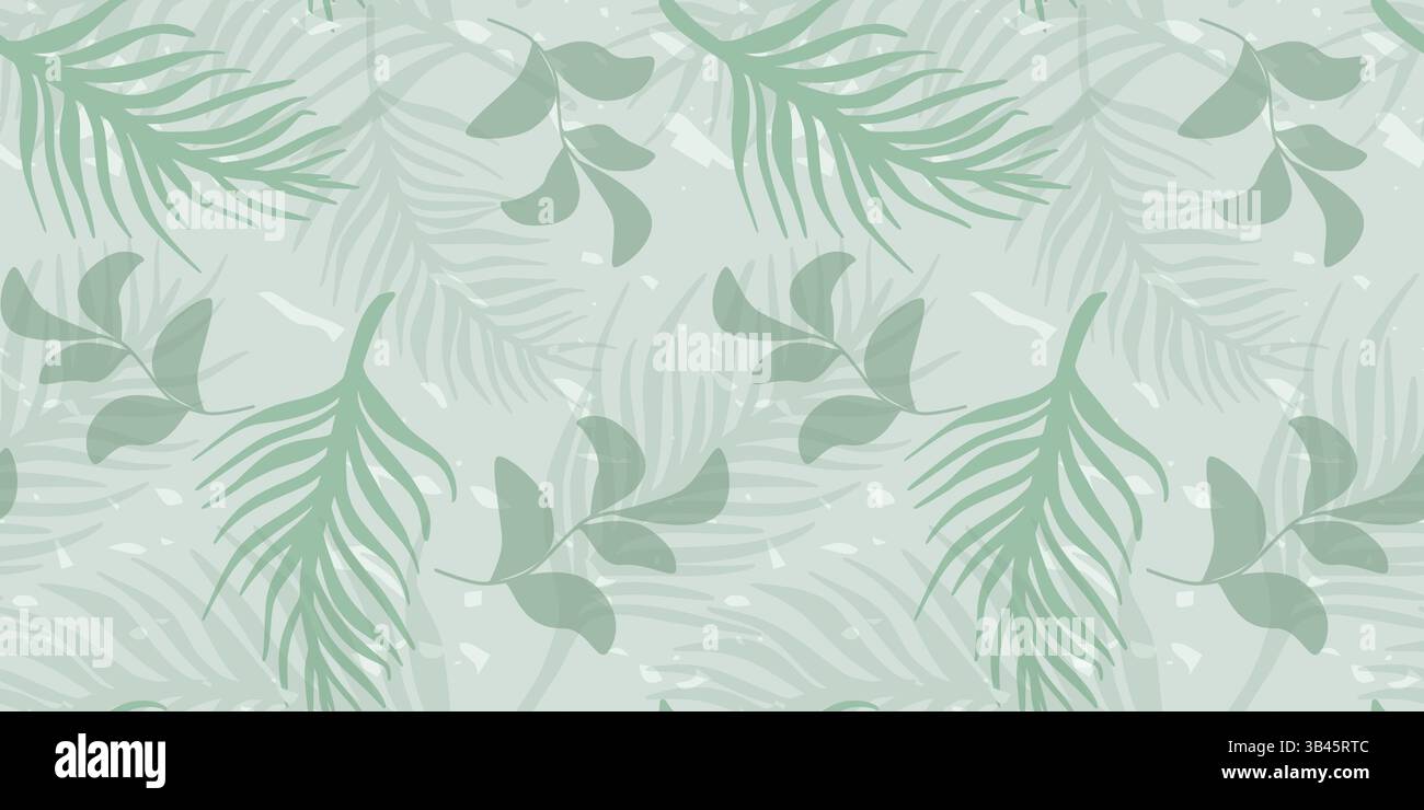 Stampa tropicale con foglie di palma. Sfondo foresta pluviale. Fogliame verde astratto, motivo esotico senza cuciture per tessuti, imballaggi, carta da parati. Grap vettoriale Illustrazione Vettoriale