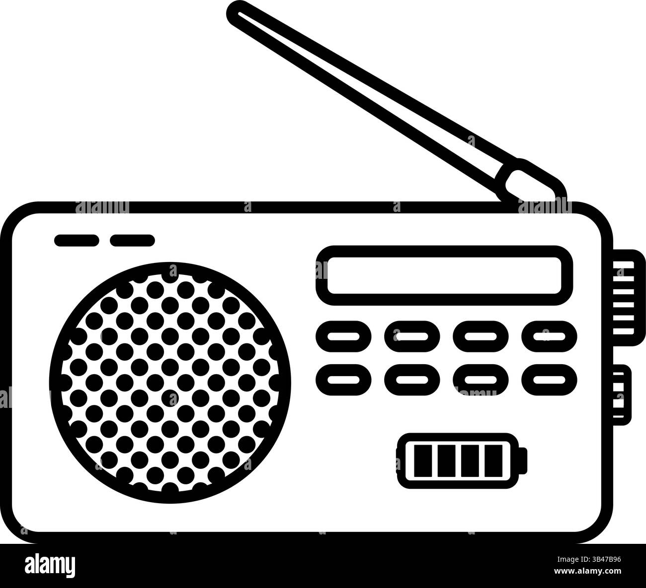 Ricevitore radio portatile con simbolo dell'icona del contorno dell'antenna esteso Illustrazione Vettoriale