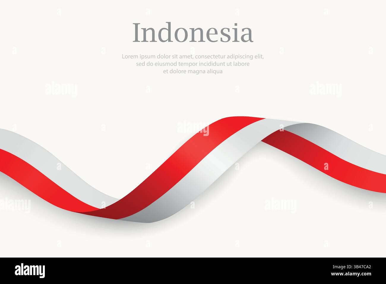 Bandiera indonesiana sul nastro ondulato. Modello per il giorno dell'indipendenza Illustrazione Vettoriale