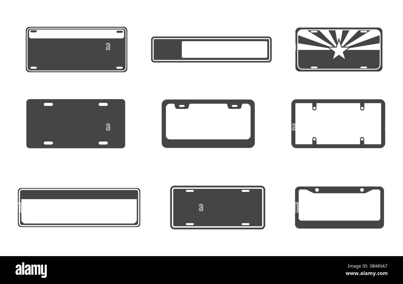 Targa auto svg, silhouette targa auto, vettore targa auto, clipart targa auto, targa auto d'epoca svg. Illustrazione Vettoriale