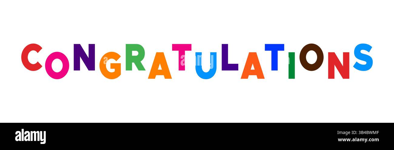 Dynamic Colorful Congratulazioni poster grassetto Typography Celebration Illustrazione Vettoriale