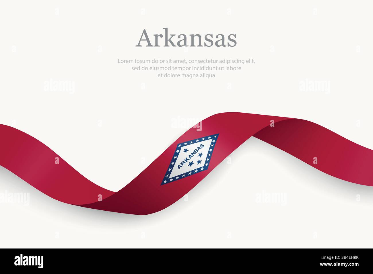Bandiera Arkansas sul nastro ondulato dal design elegante. Stato degli Stati Uniti Illustrazione Vettoriale