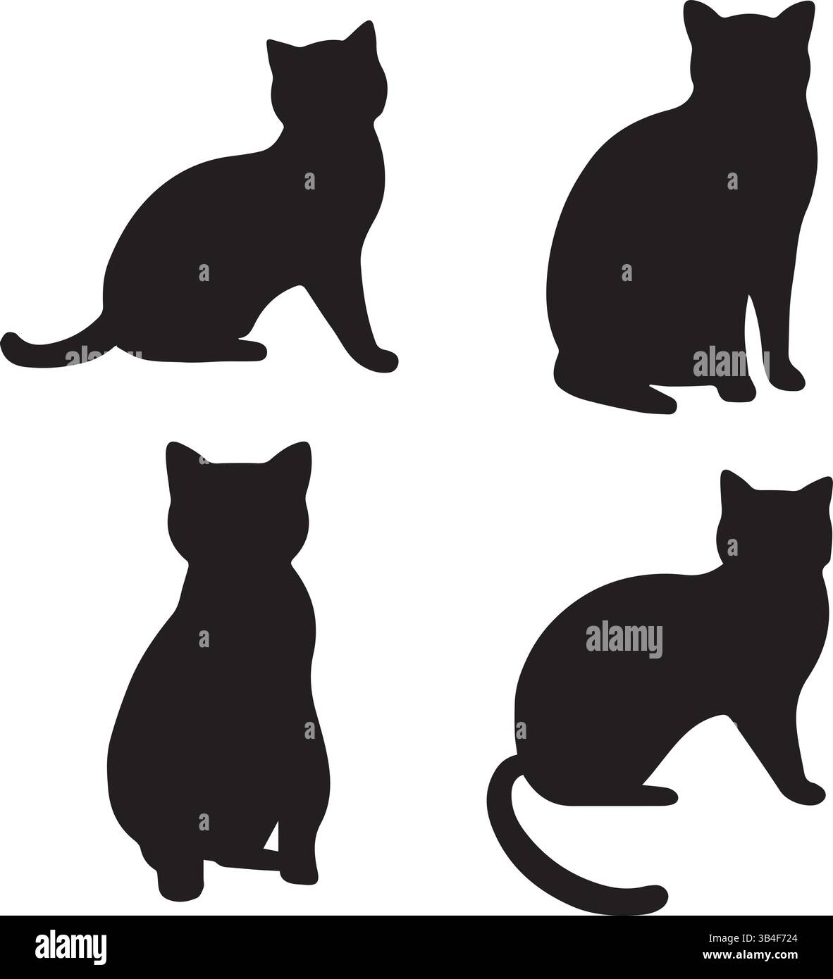 Cat silhouette Collection – pose minimaliste nere di gatti per animali domestici, animali e design grafico Illustrazione Vettoriale