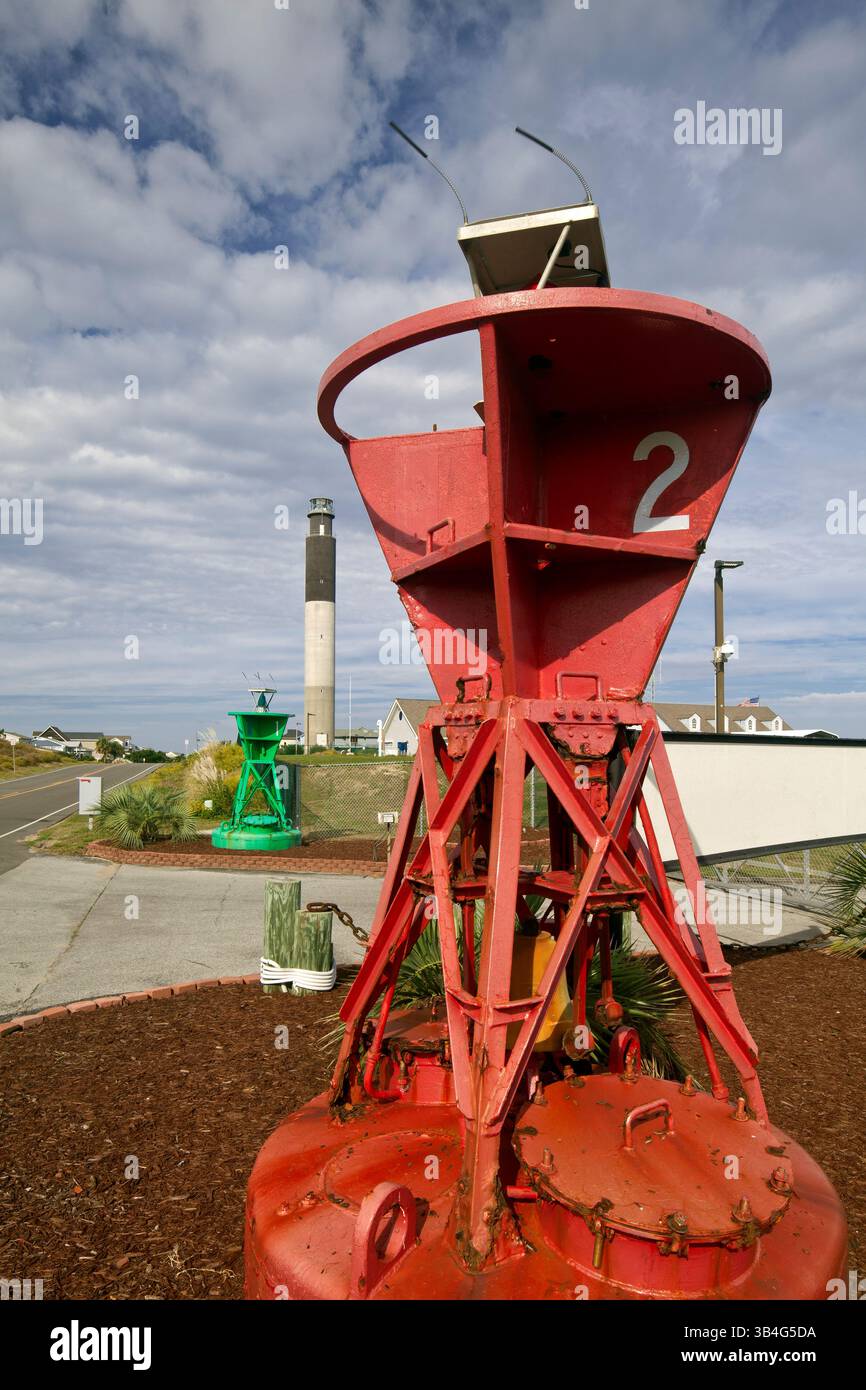 NC00559-00...NORTH CAROLINA - faro di Oak Island a Caswell Beach vicino alla foce del fiume Cape Fear. Foto Stock
