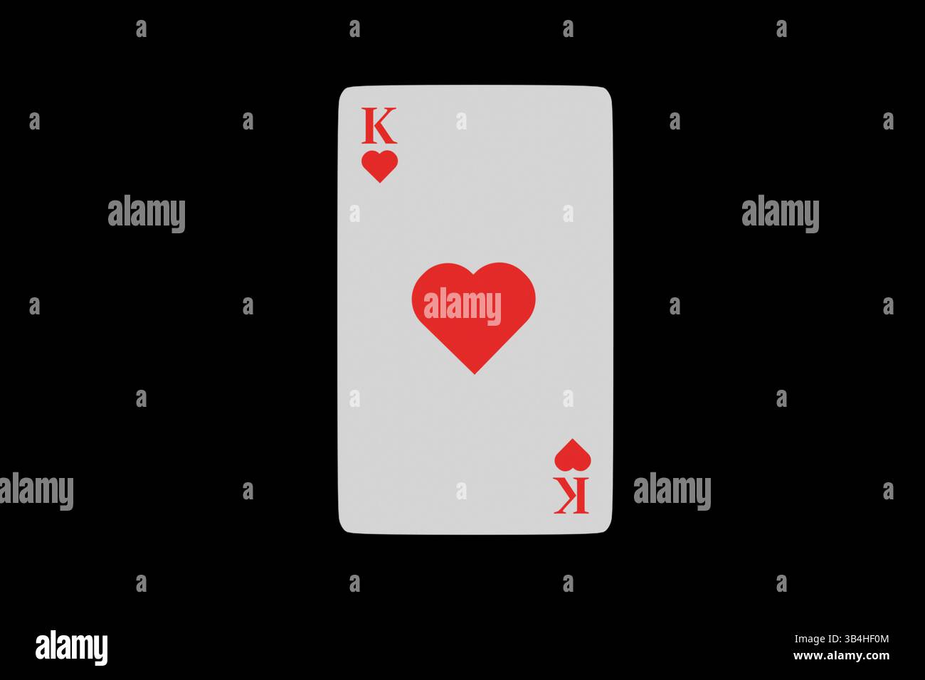 Carta King of Hearts 3D su sfondo scuro, carta da gioco Foto Stock