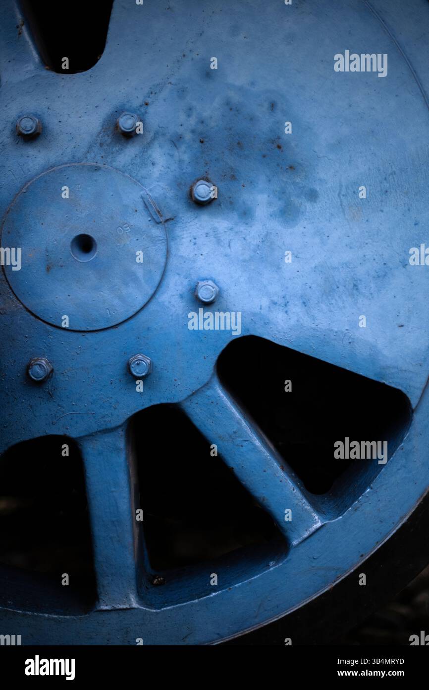 ruota motrice della locomotiva a vapore d'epoca, norfolk, inghilterra Foto Stock