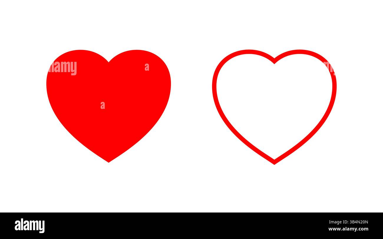 Icona cuore. Cuore di forma rossa isolato su sfondo bianco. Simbolo amore. Semplice silhouette rotonda. Grafica carina. Modello telaio. Contorno del logo Happy Illustrazione Vettoriale