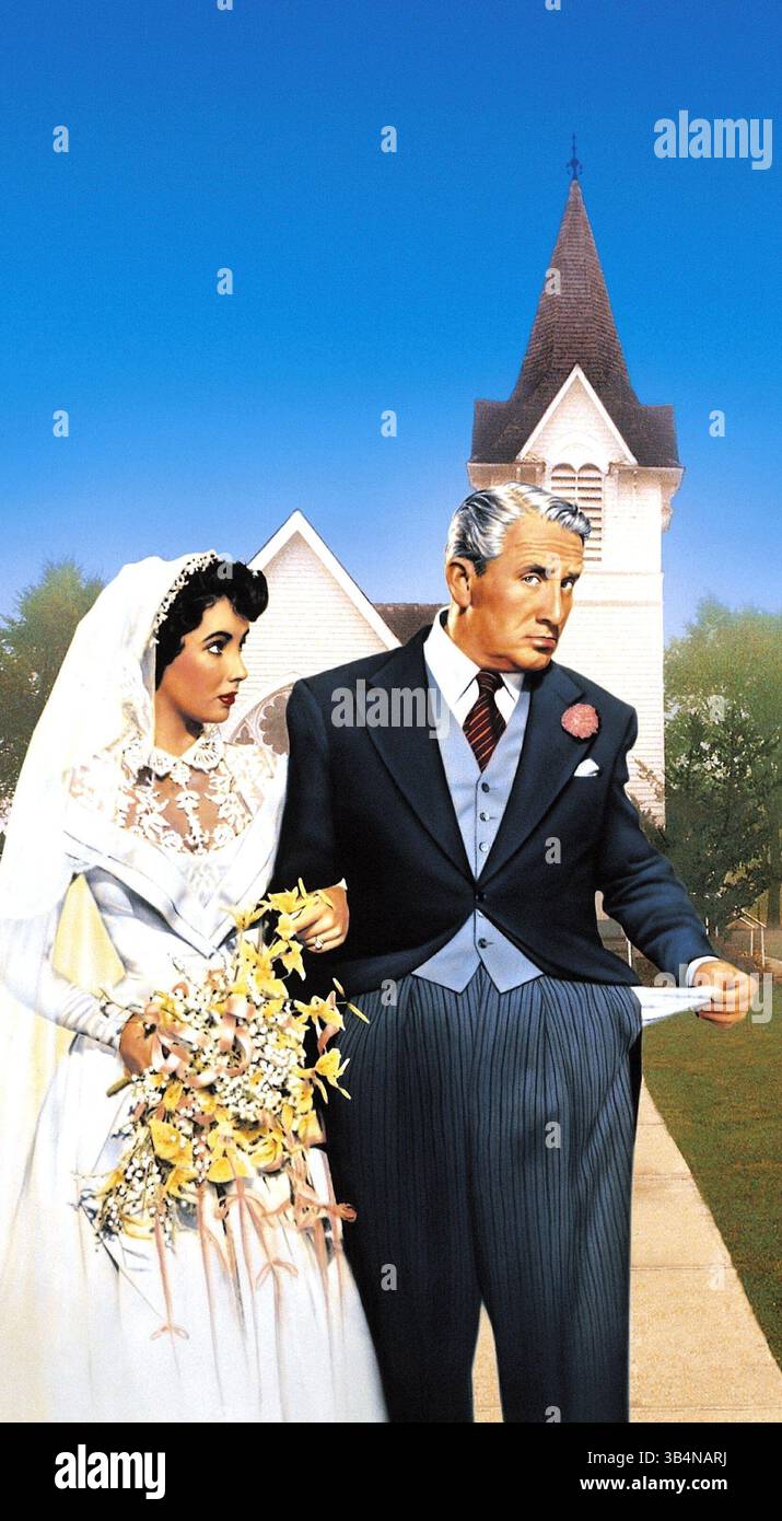 FOTO FILE - ELIZABETH TAYLOR, 79, la dea del film vincitrice dell'Oscar e pioniera attivista dell'AIDS i cui matrimoni fuori schermo, divorzi e gesta di sfiducia della morte rivaleggiavano con i suoi film per il dramma morto il 23 marzo 2011 di insufficienza cardiaca congestizia. IN FOTO: RILASCIATO: 16 giugno 1950 - titolo originale del film: Padre della sposa. NELLA FOTO: ELIZABETH TAYLOR nel ruolo di Kay Banks e SPENCER TRACY nel ruolo di Stanley T. Banks. (Immagine di credito: © Entertainment Pictures/ZUMAPRESS.com) Foto Stock