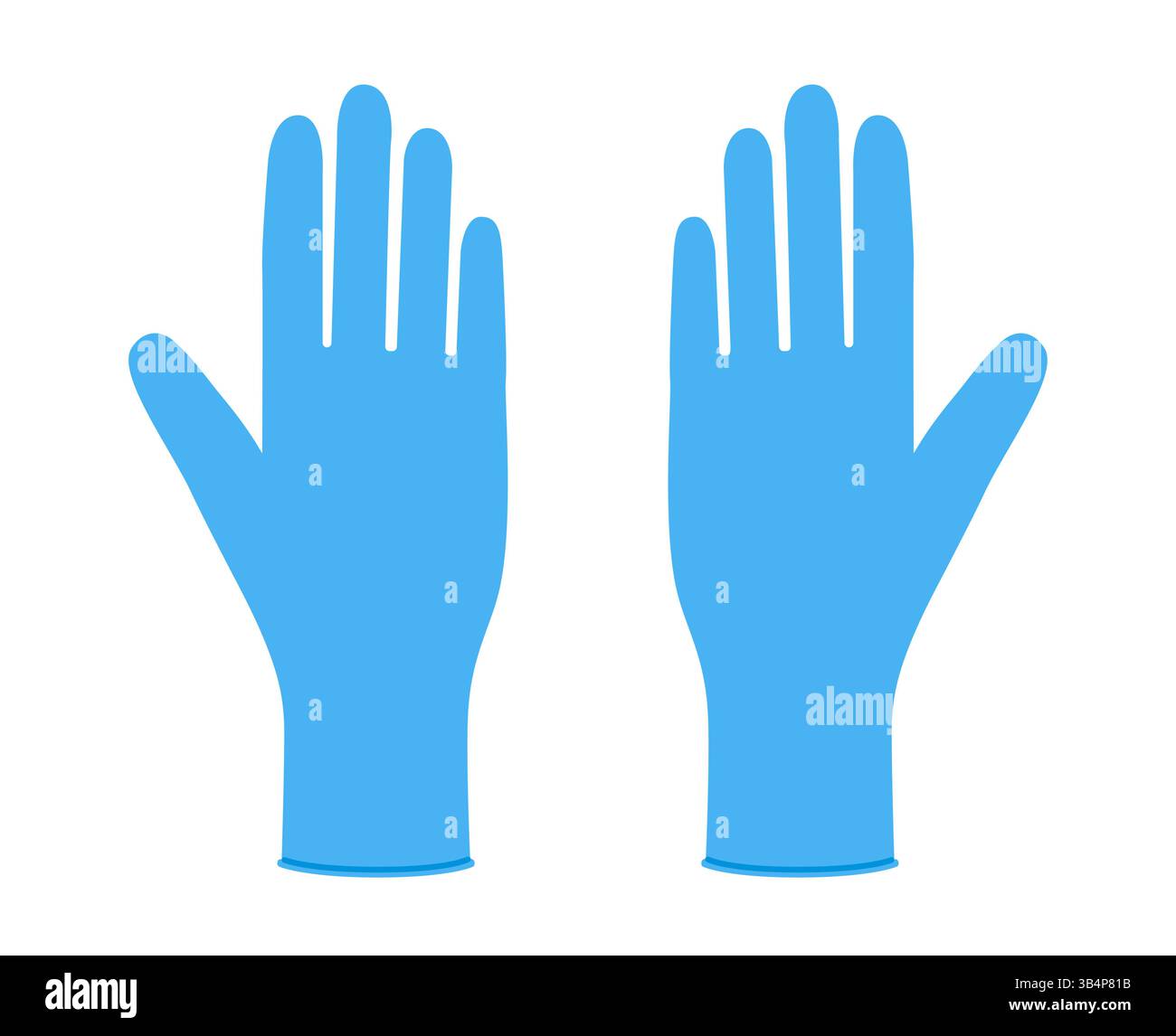 Guanti protettivi per pulizia in gomma blu accessori moda indumenti illustrativi tecnici indumenti. Lavastoviglie Vector vista frontale con palmo posteriore per uomo, donna, modello piatto unisex, mockup stile cartoni animati Illustrazione Vettoriale