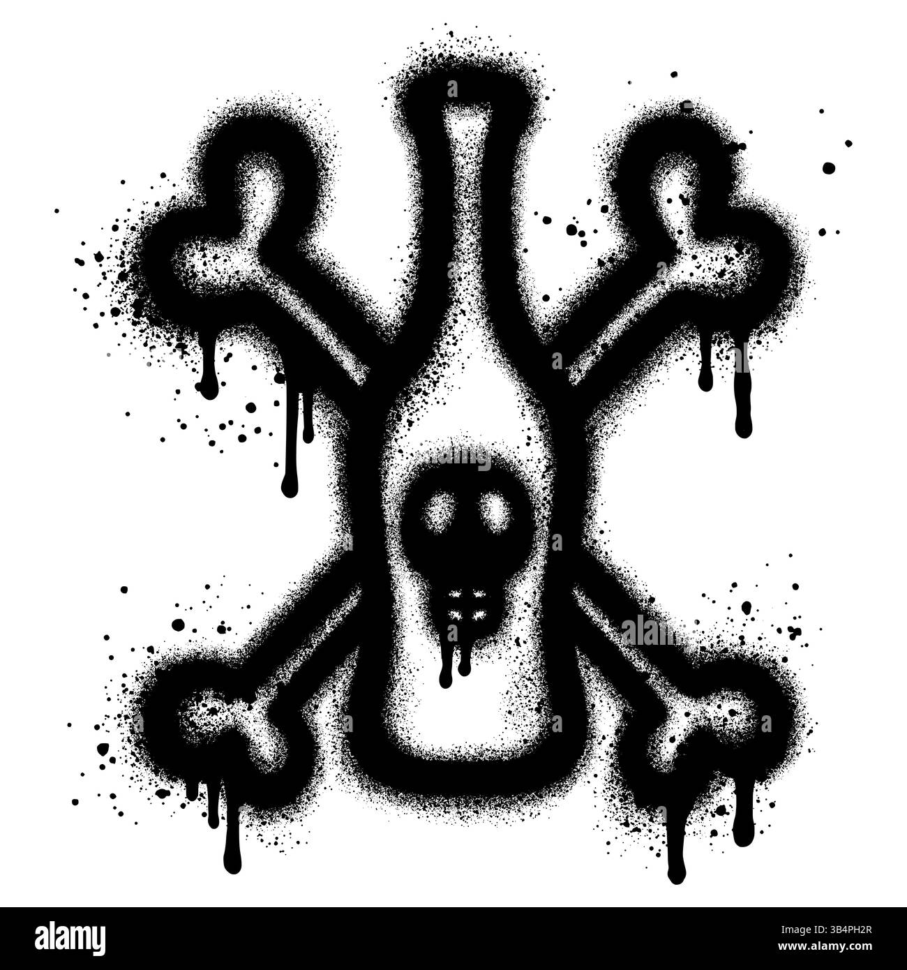 Icona della bottiglia Graffiti Poison verniciata a spruzzo spruzzata isolata con sfondo bianco. Illustrazione Vettoriale