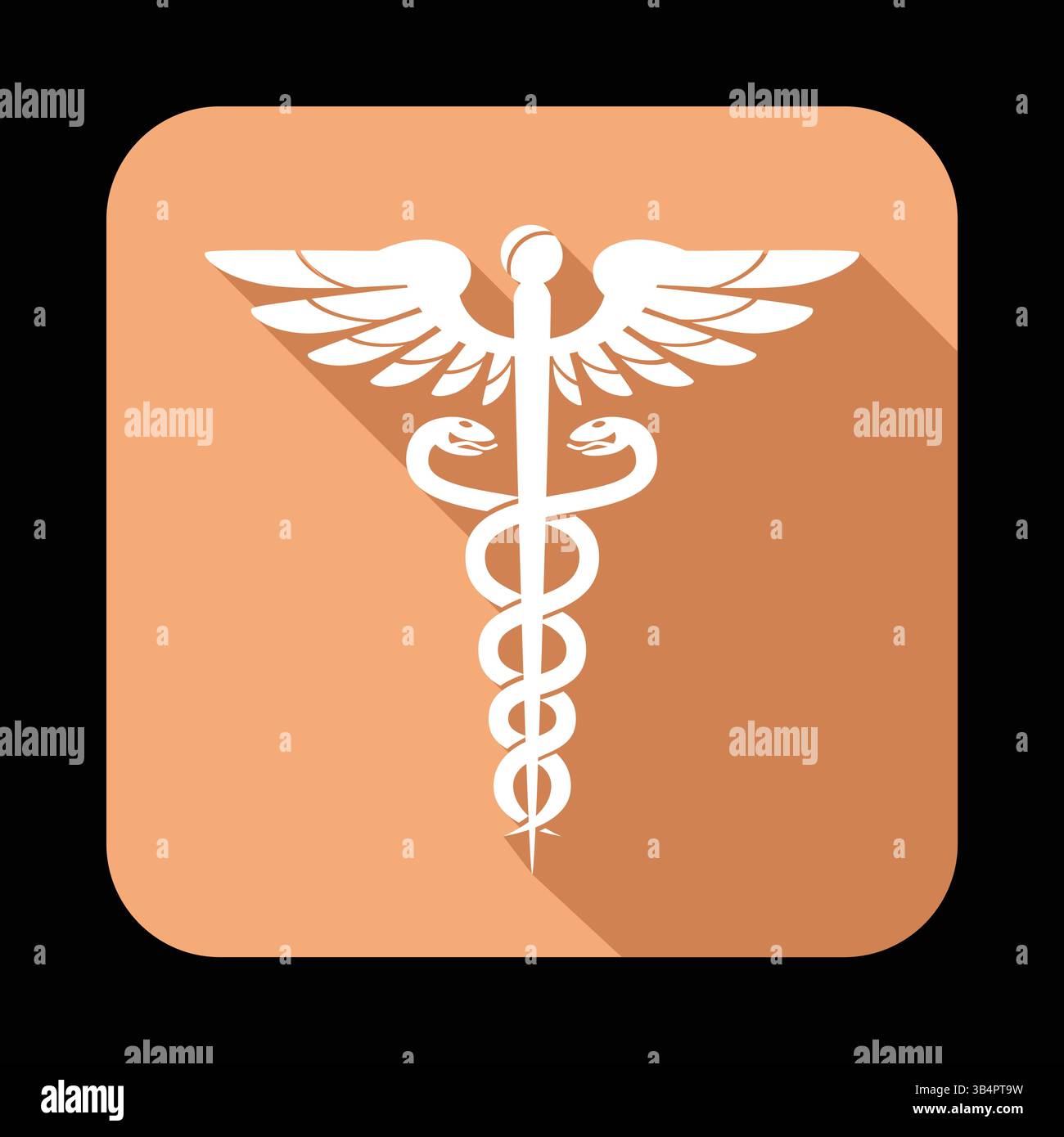 Simbolo medico iconico - Caduceus con due serpenti e ali | emblema sanitario e medico per professionisti del settore medico Illustrazione Vettoriale