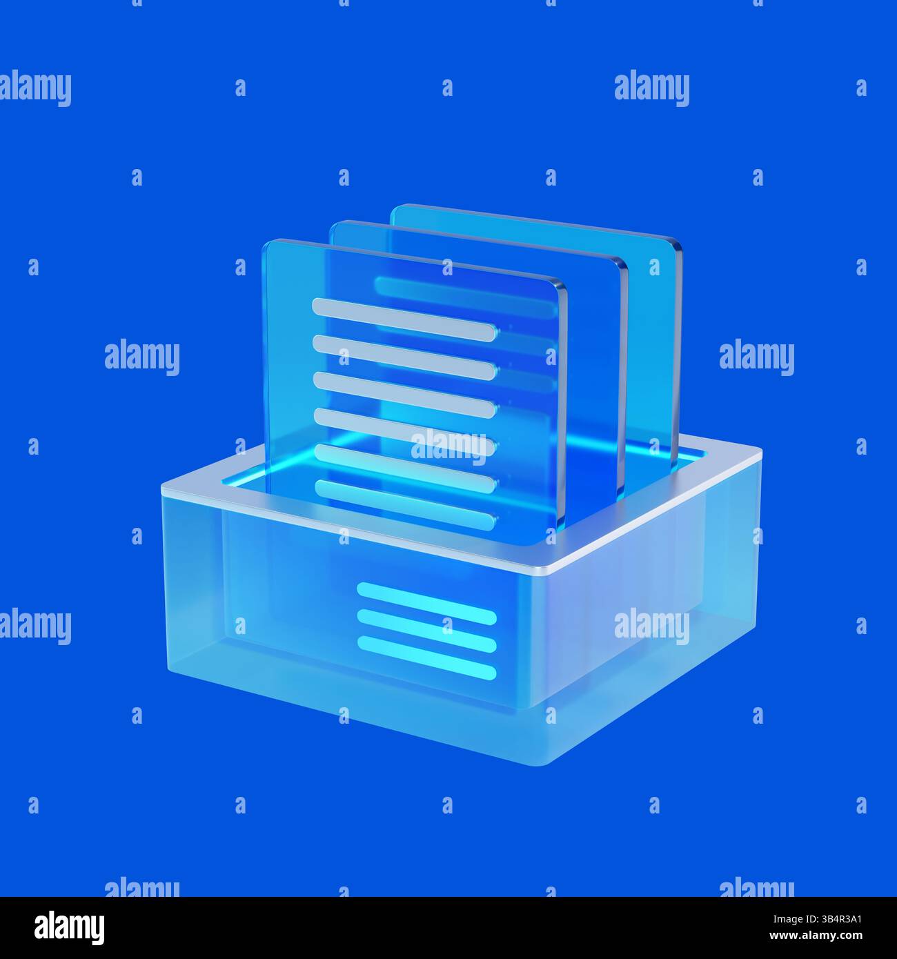 Icona 3D di una cartella di file che rappresenta la tecnologia di archiviazione dei dati. Foto Stock