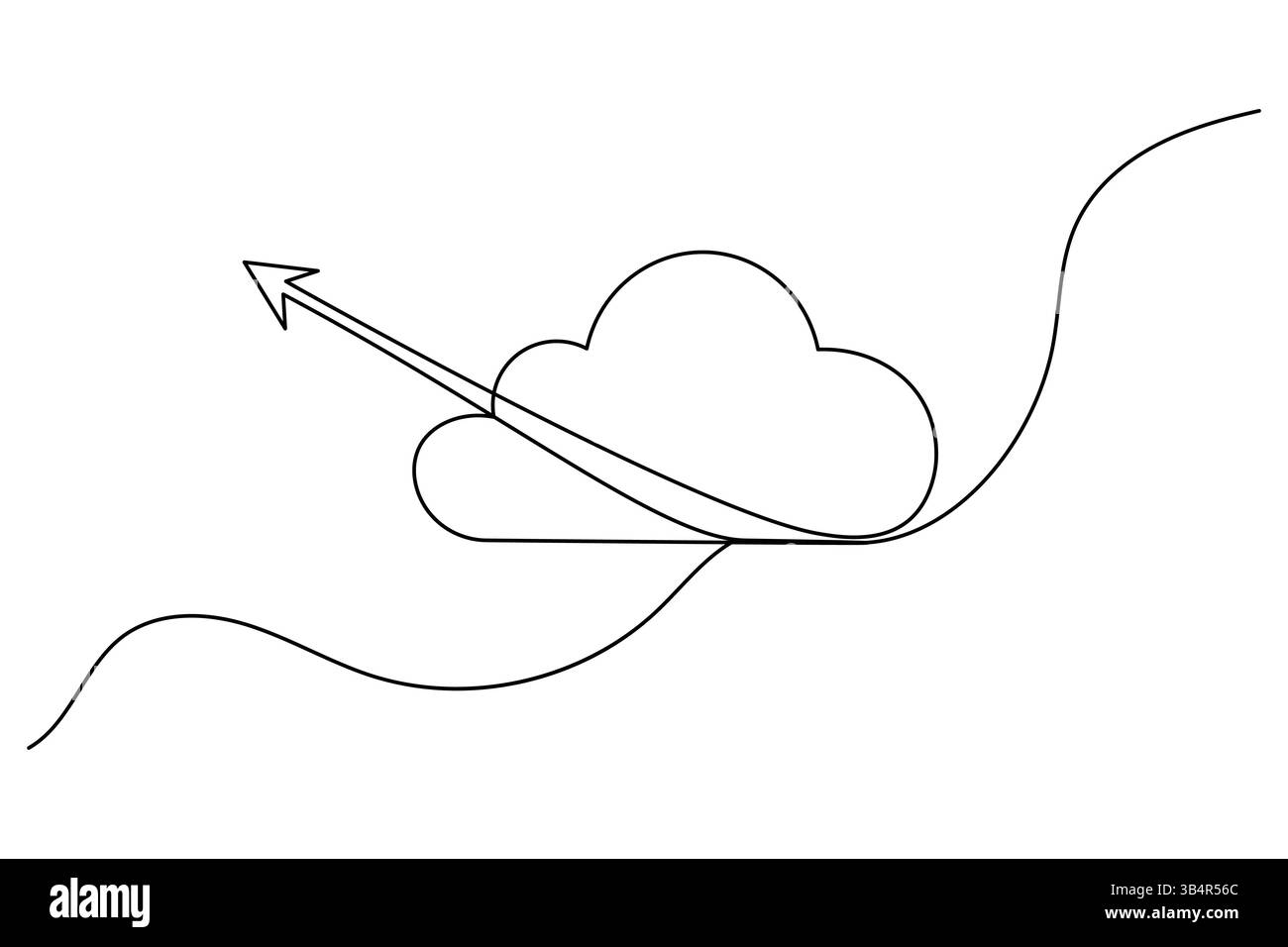 Archiviazione cloud disegno continuo a una linea e stile minimalista Isola icona vettoriale contorno Illustrazione Vettoriale