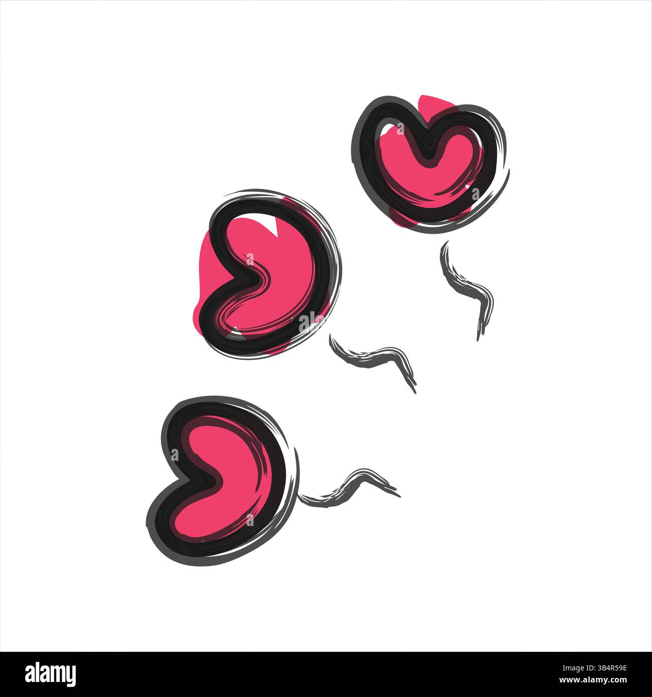 Icone a forma di cuore in grassetto con linee fluide - metafore visive per la consapevolezza e la messa a fuoco Illustrazione Vettoriale