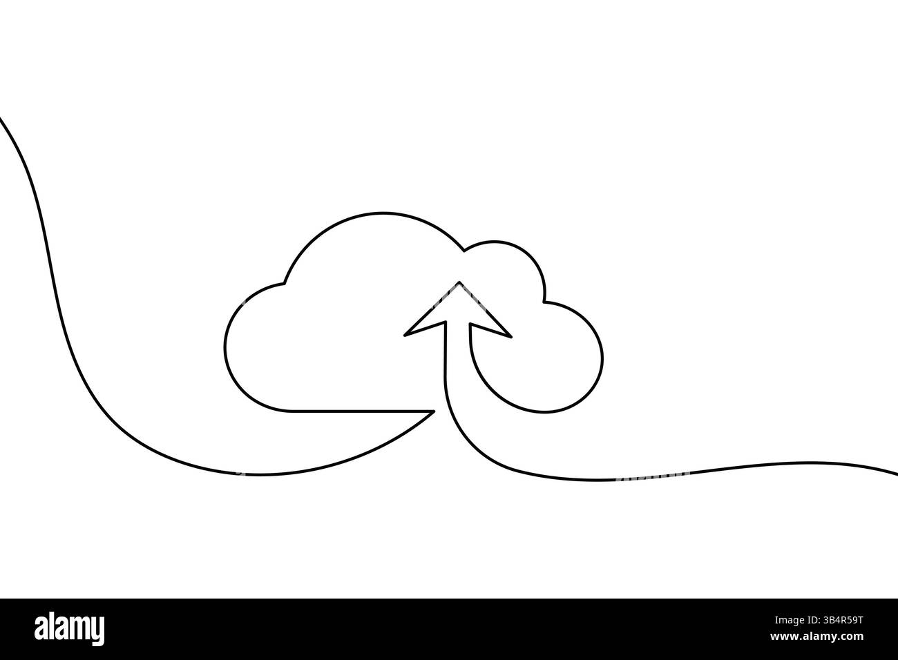 Archiviazione cloud disegno continuo a una linea e stile minimalista Isola icona vettoriale contorno Illustrazione Vettoriale