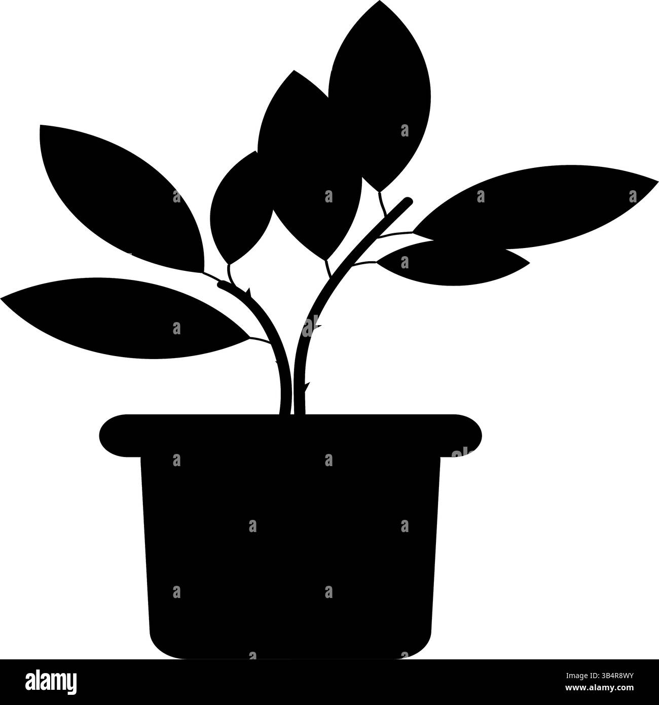 Black Flower Pot silhouette Vector - perfetto per i progetti di giardinaggio e arredamento per la casa Illustrazione Vettoriale