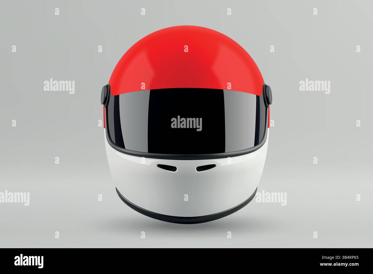 Vista frontale del casco da moto da corsa con bandiera indonesiana Illustrazione Vettoriale