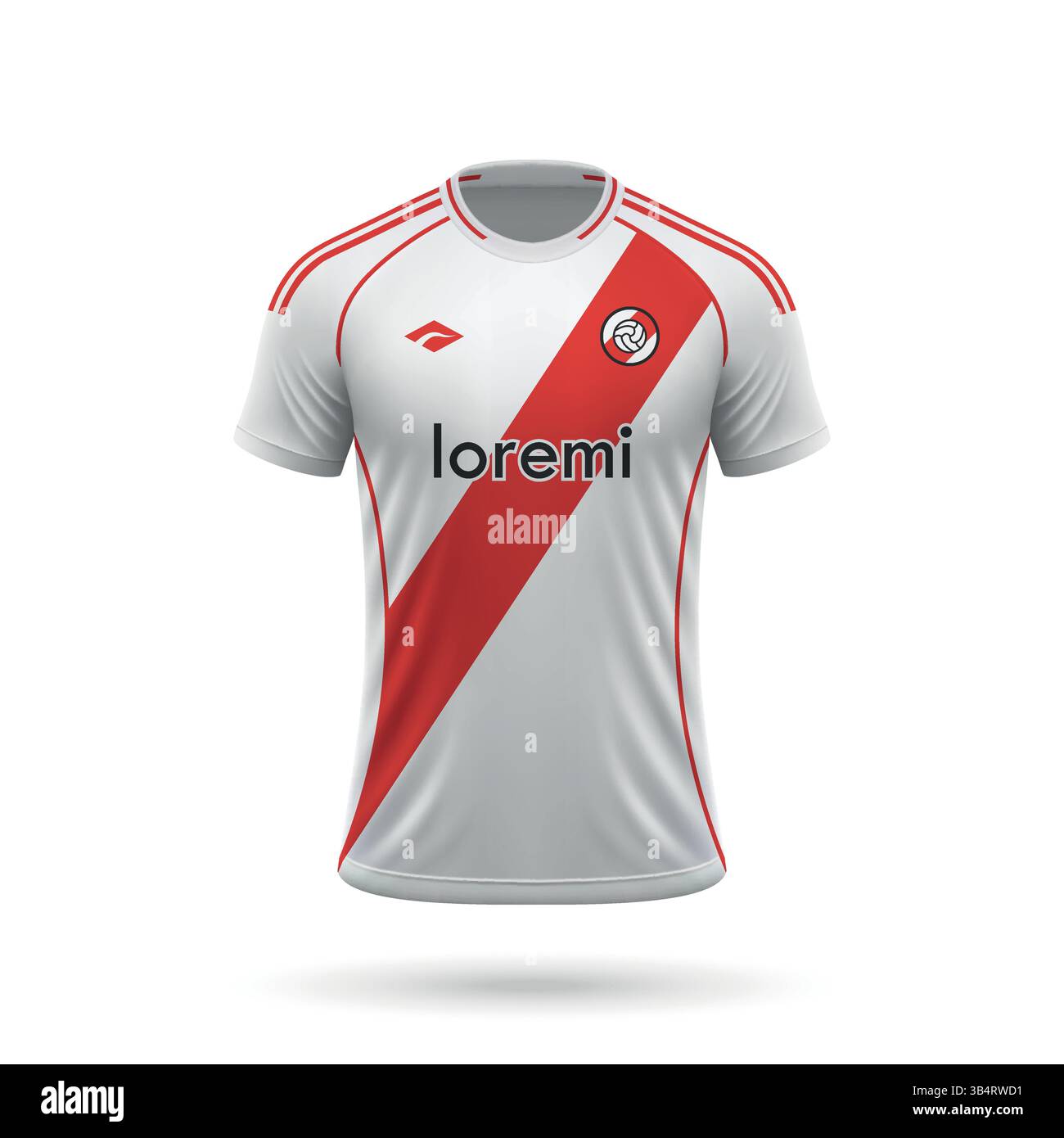 Maglia da calcio realistica in 3d in stile River Plate, modello di maglia da calcio 2025 Illustrazione Vettoriale