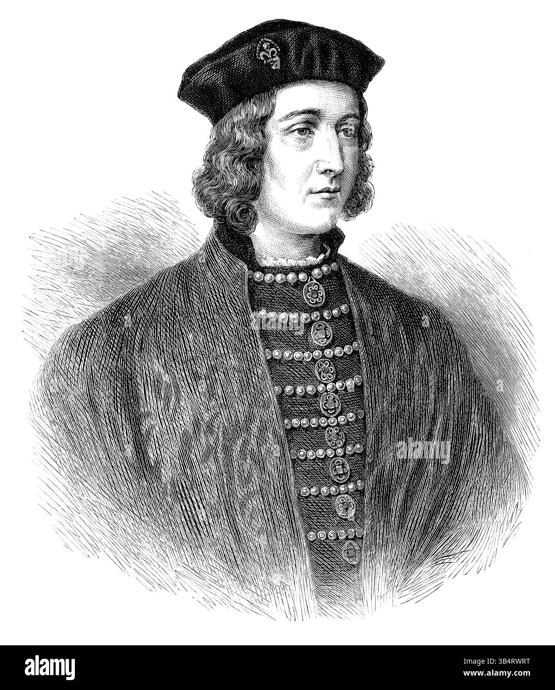 Ritratto d'epoca vittoriana con incisione in legno di re Edoardo IV Foto Stock