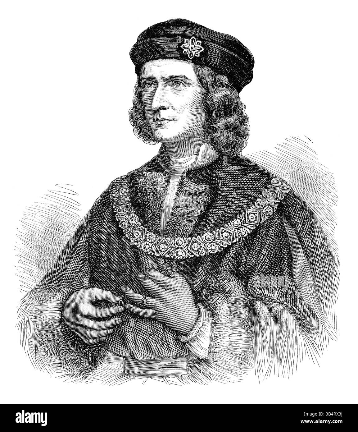 Ritratto d'epoca vittoriano con incisione in legno di re Riccardo III Foto Stock