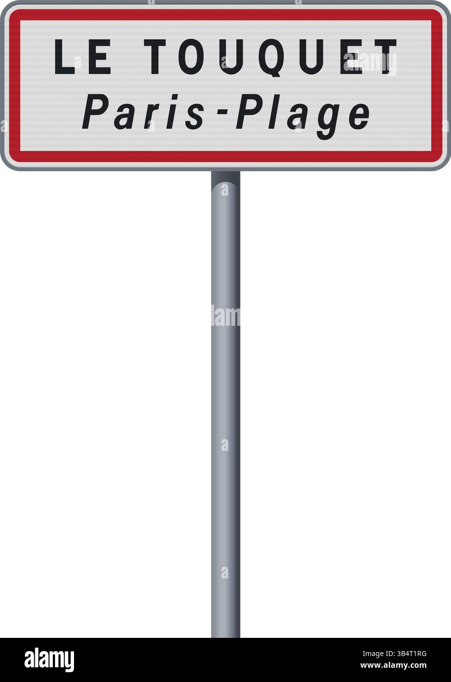 Illustrazione vettoriale del cartello di ingresso della città le Touquet Paris-Plage su palo metallico Illustrazione Vettoriale