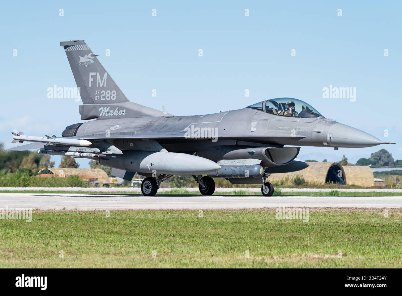 Un F-16 del 93rd Fighter Squadron, soprannominato Makos, fa parte del 482d Fighter Wing dell'Air Force Reserve Command presso la Homestead Air Reserve base. Foto Stock