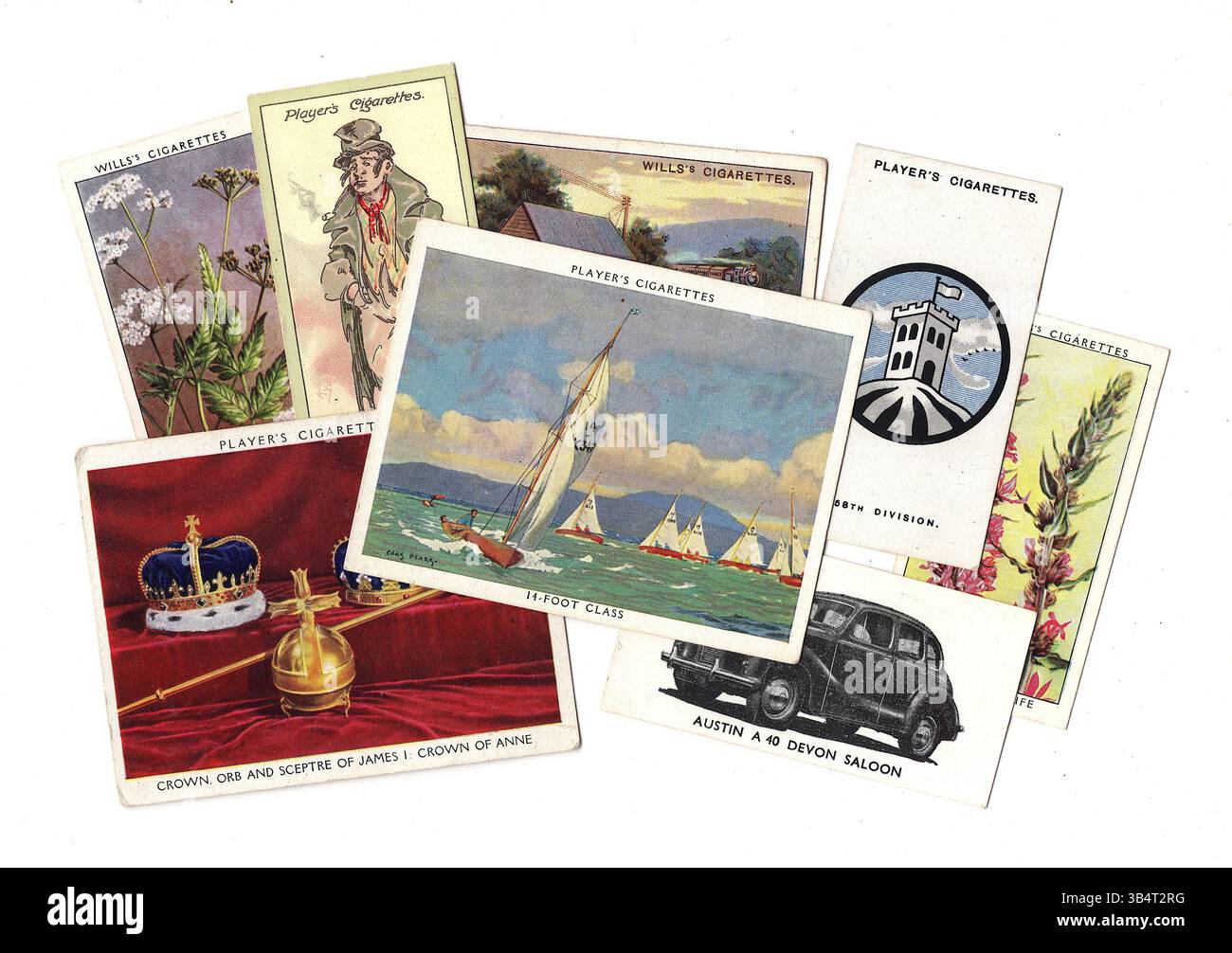 Un montaggio di sigarette d'epoca isolate su uno sfondo bianco. Foto Stock