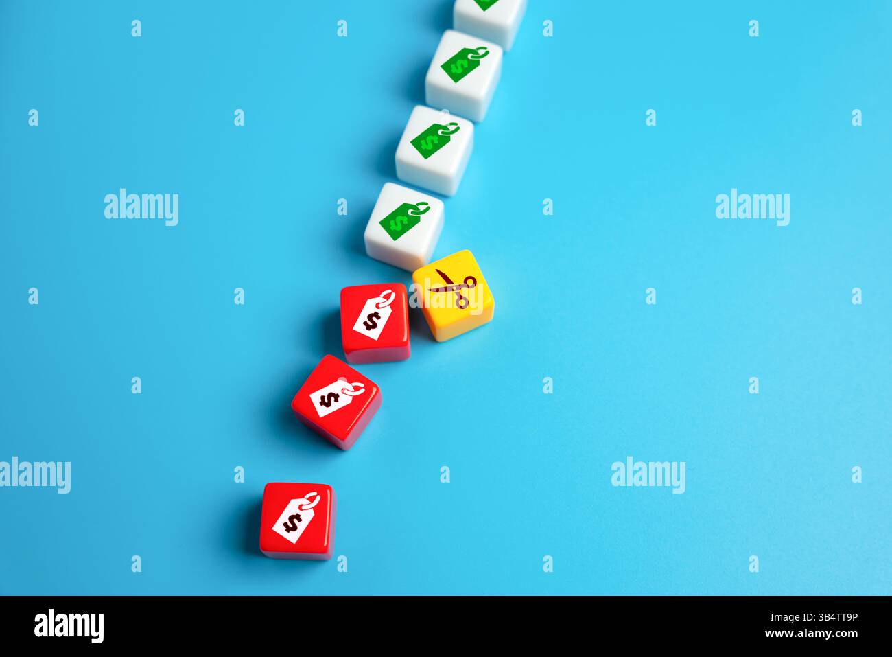 Controllo dei prezzi. Prezzi più bassi. Ridurre la spesa e i consumi, controllare l'inflazione. Stabilizzare l'economia attraverso strumenti normativi o politici. Foto Stock