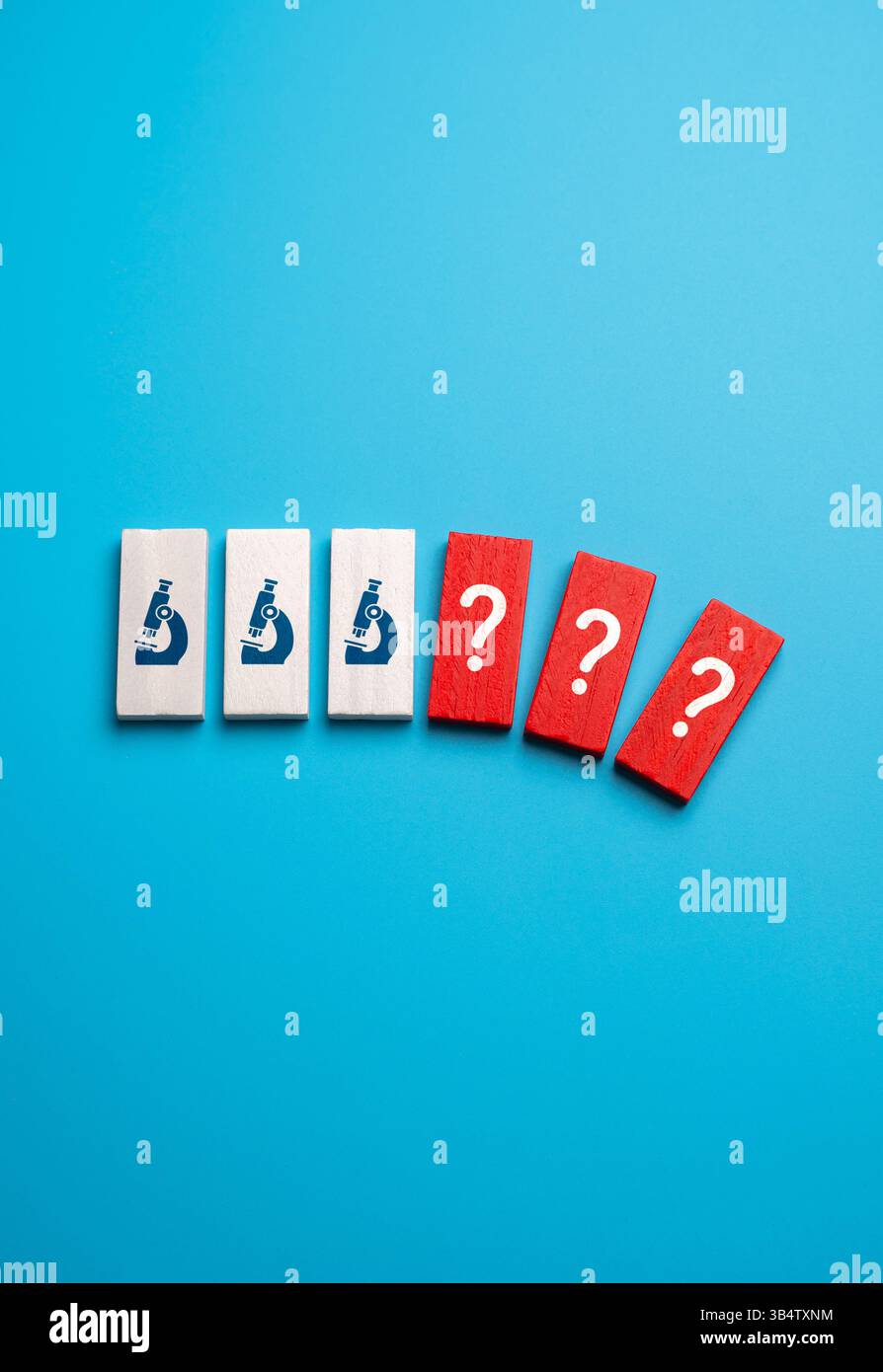 Mancanza di finanziamenti per la ricerca e la scienza. Mancanza di prove. Il progresso scientifico si è bloccato a causa di finanziamenti insufficienti e di dati limitati. Sfide in Foto Stock