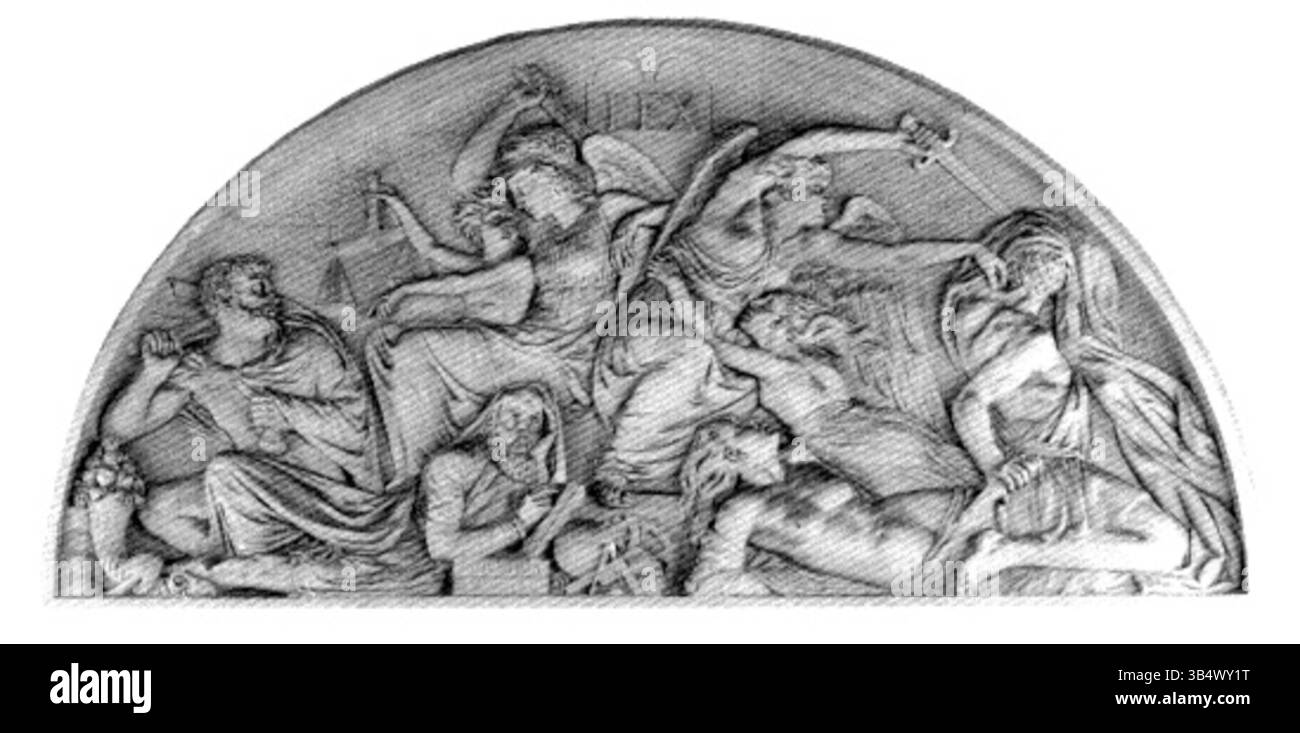 La Loi Vengeresse di Enrico de Triqueti fu creata nel 1833 ed è attualmente ospitata al Palais Bourbon. È un'opera neoclassica che esplora temi di giustizia e vendetta. Foto Stock