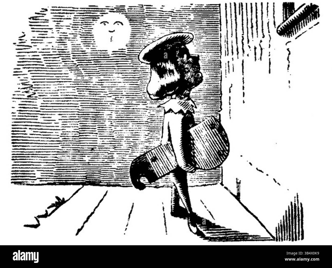 Questa illustrazione tratta dal numero del 1846 di 'Fliegende Blätter' è stata creata da un artista sconosciuto. Il pezzo cattura un momento satirico della cultura tedesca della metà del XIX secolo, caratteristica del tono della pubblicazione. Foto Stock