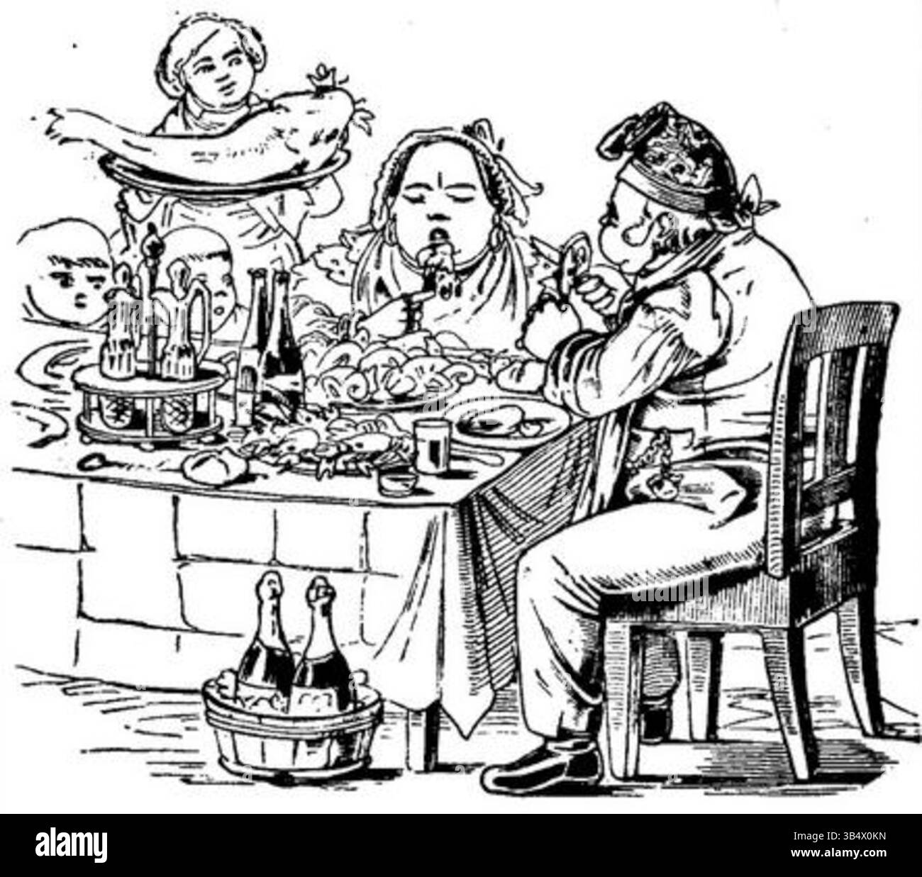 Illustrazione da Fliegende Blätter, volume 2, numero 31, pagina 54, pubblicata nel 1846. Un periodico satirico tedesco, che presenta vignette politiche e commentari culturali a metà del XIX secolo. Foto Stock