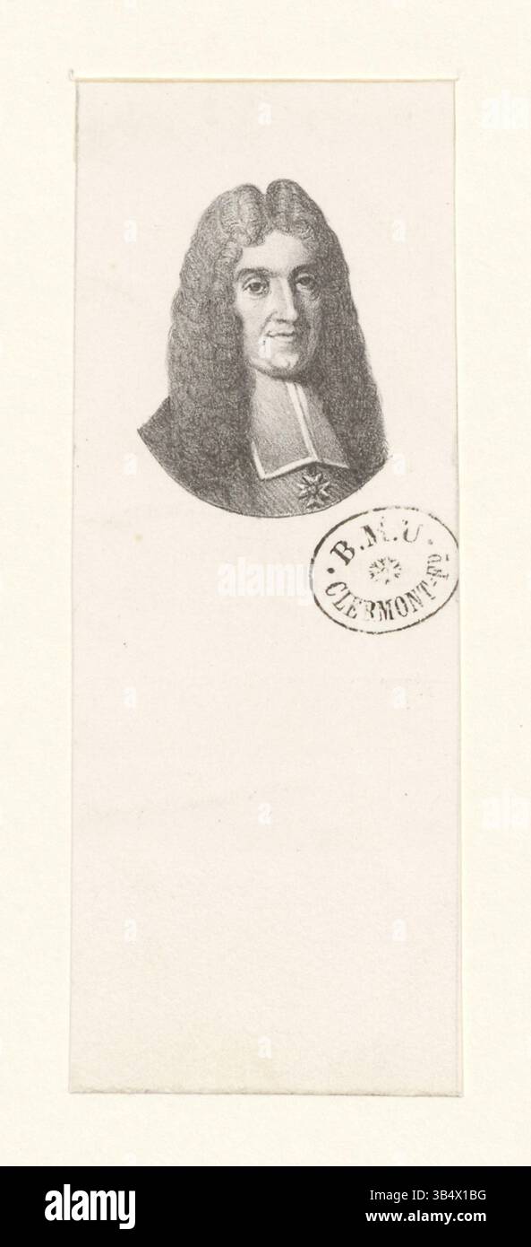 Questa litografia della collezione Boyer ritrae Benoît Maugue, una figura francese del XVII secolo, catturando la sua somiglianza con i minimi dettagli. Foto Stock