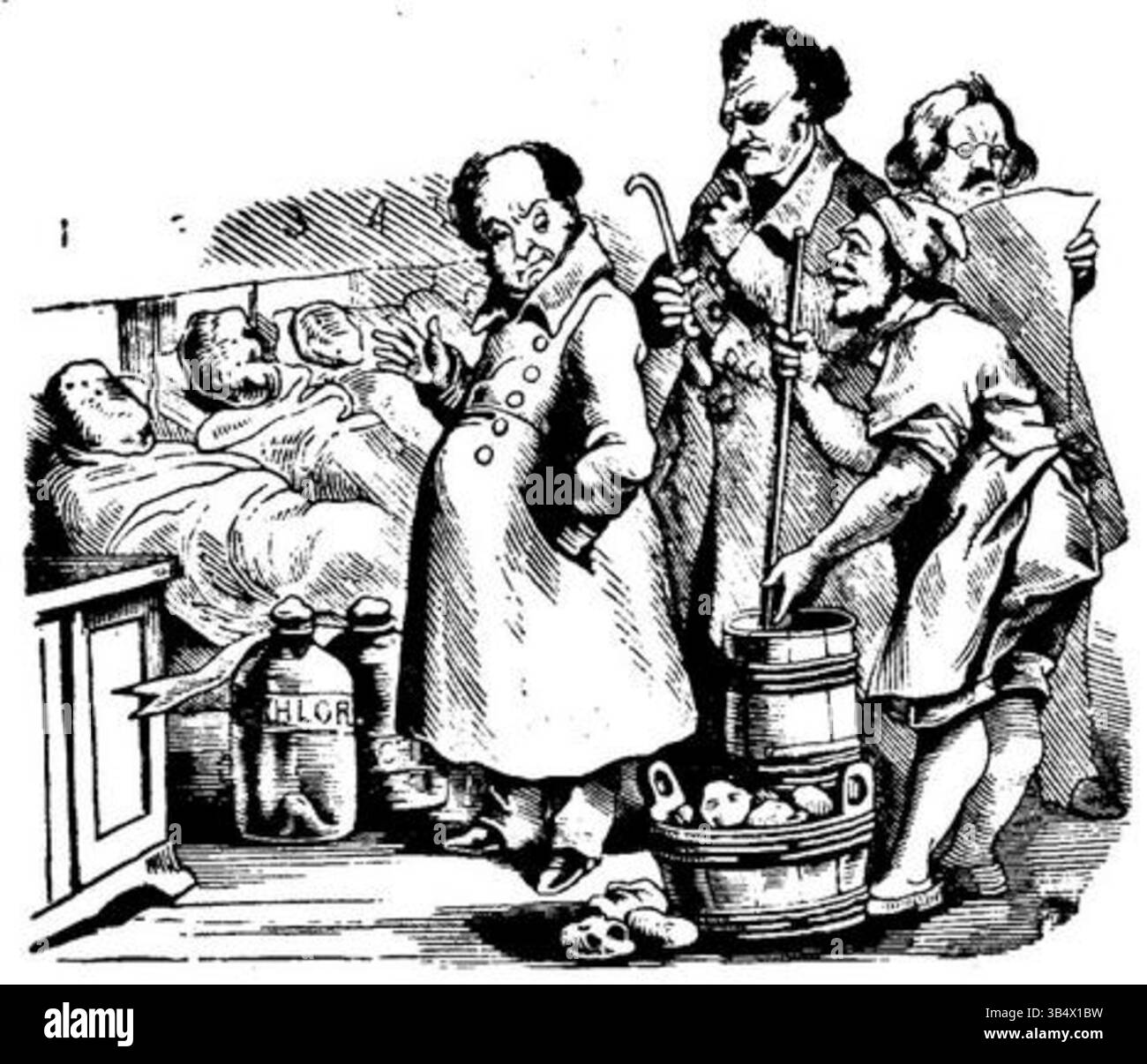 Questa illustrazione tratta da 'Fliegende Blätter', volume 2, numero 29 (1846), ritrae una scena satirica della cultura tedesca del XIX secolo, offrendo una visione umoristica delle questioni sociali. Foto Stock