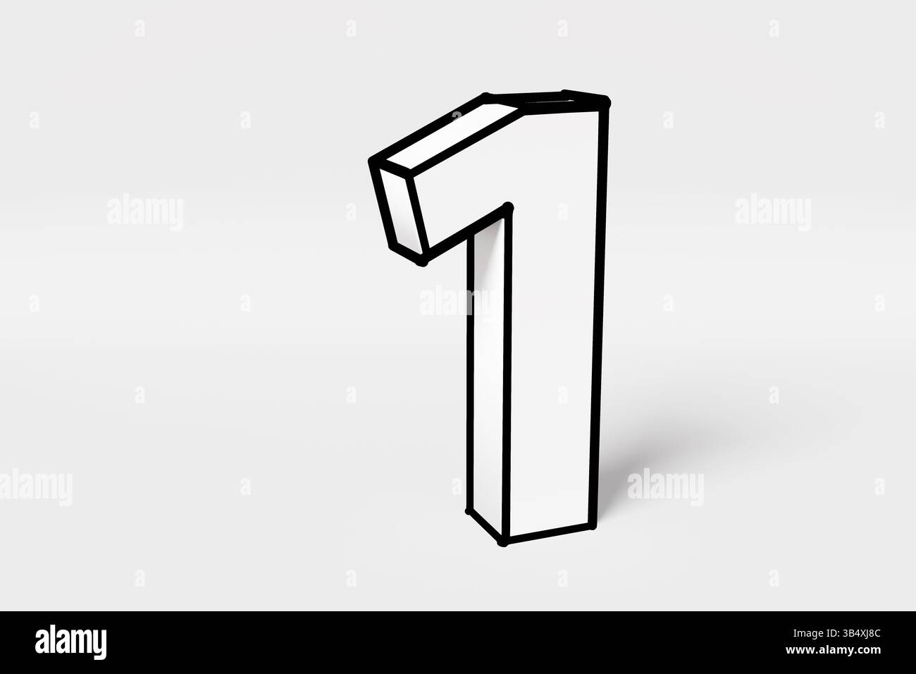 Bianco disegnato a mano numero 1 su sfondo grigio. Illustrazione del concetto di primo, vincitore e singolo Foto Stock