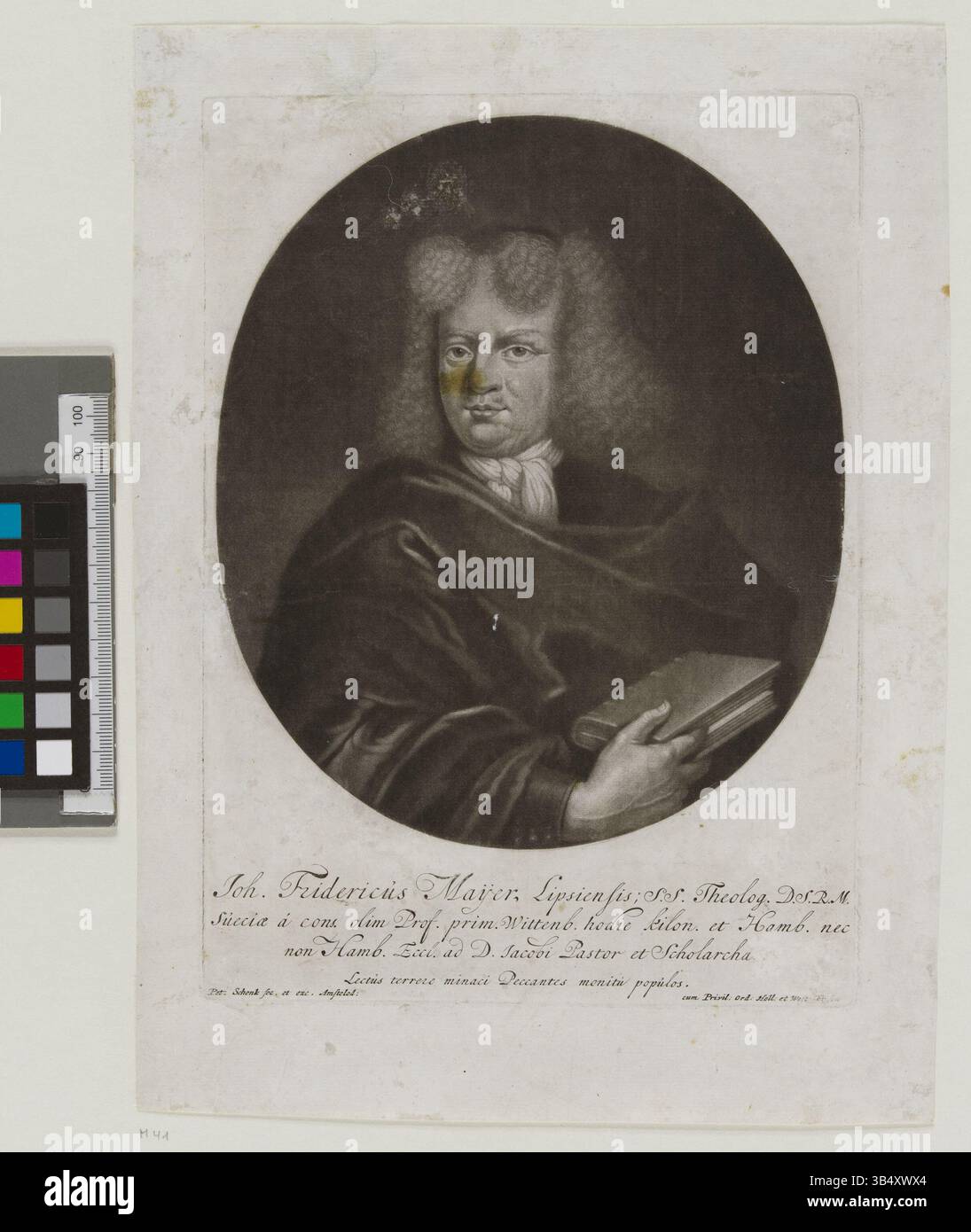 Il ritratto di Johann Friedrich Mayer, creato da Pieter Schenk, è ospitato nella Biblioteca statale e universitaria di Amburgo come parte della sua collezione storica di ritratti. Foto Stock