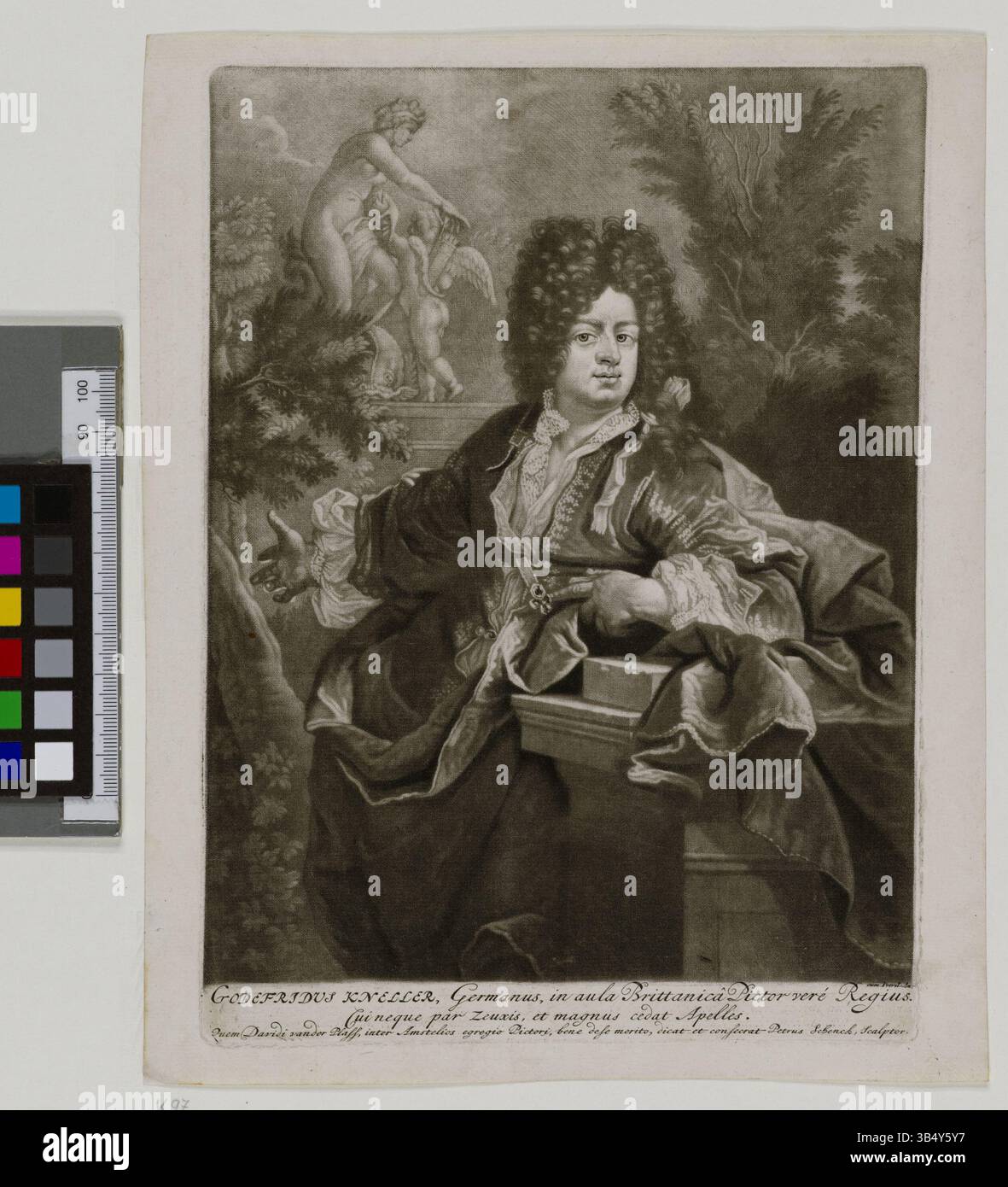 Ritratto di Gottfried Kneller di Pieter Schenk e David van der Plas, ospitato nella Biblioteca statale e universitaria di Amburgo. Foto Stock