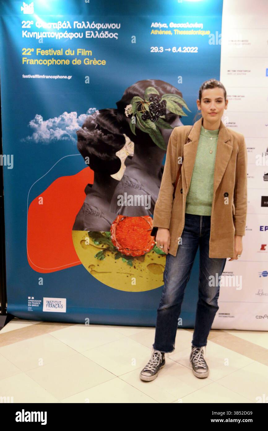 3 aprile 2022, Atene, Grecia: L'attrice francese ALMA JODOROWSKY partecipa alla prima del suo film 'l'Ennemi' durante il Festival del Cinema francofono di Atene. (Credit Image: © Aristidis Vafeiadakis/ZUMA Press Wire) Foto Stock