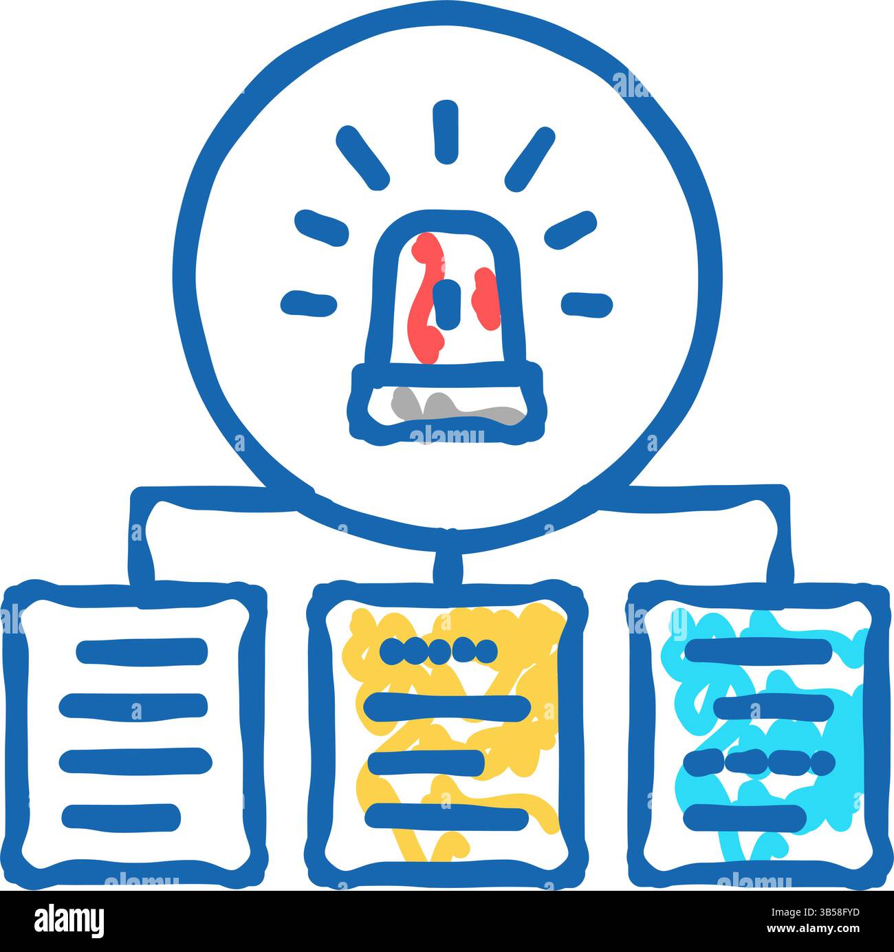 documentazione con illustrazione dell'icona incidenti Illustrazione Vettoriale