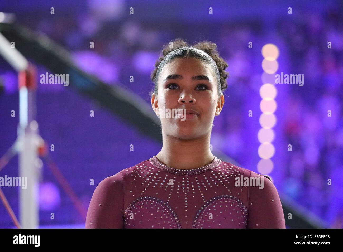 30 luglio 2022, Birminmgham, West Midlands, Inghilterra: NAVEEN DARIES of South Africa gareggia nei bar irregolari durante la finale a squadre femminile di ginnastica artistica e le qualifiche individuali durante i Giochi del Commonwealth di Birmingham 2022 all'Arena Birmingham, Inghilterra (immagine di credito: © Mickael Chavet/ZUMA Press Wire) Foto Stock