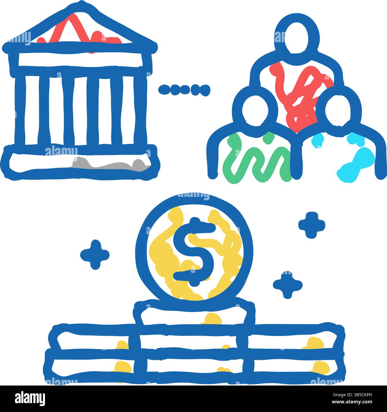 illustrazione dell'icona "state of people benefits" (stato dei vantaggi delle persone) Illustrazione Vettoriale