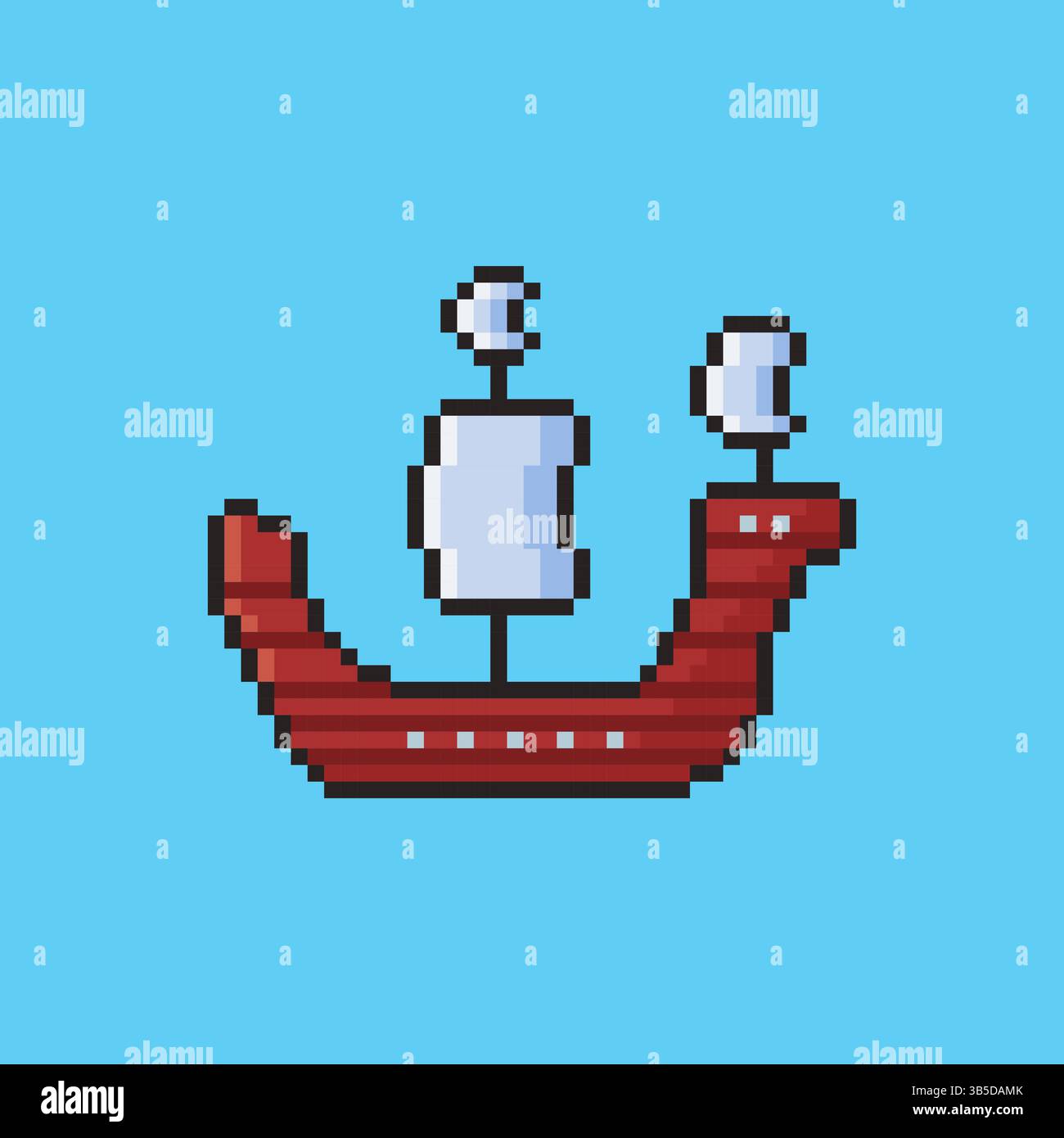 Pixel art Pirate Ship design delle risorse di gioco Illustrazione Vettoriale