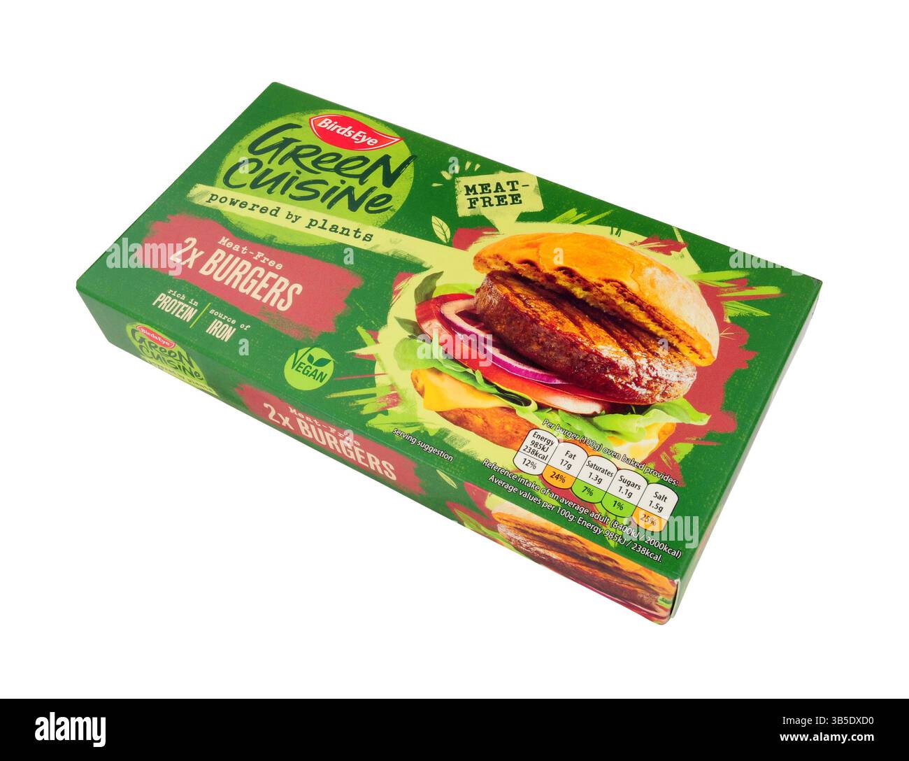 Birds Eye Green Cuisine hamburger con proteine di pisello senza carne Foto Stock