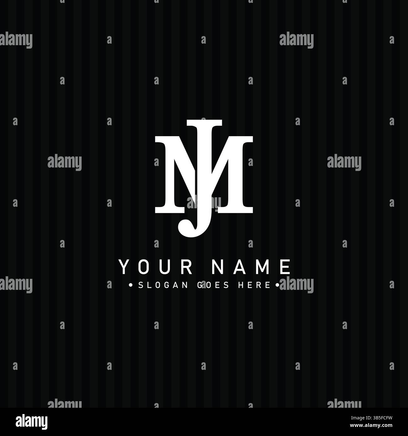 Modello logo vettore JM o MJ - icona semplice per il monogramma iniziale con lettera J e M. Illustrazione Vettoriale